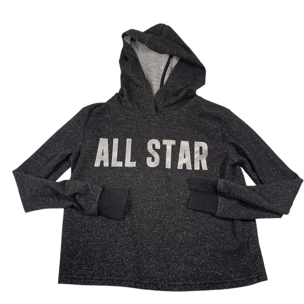 Converse M 10-12 Charcoal Sparkle All Star Hoodie Pullover‎ Metallic Sporty